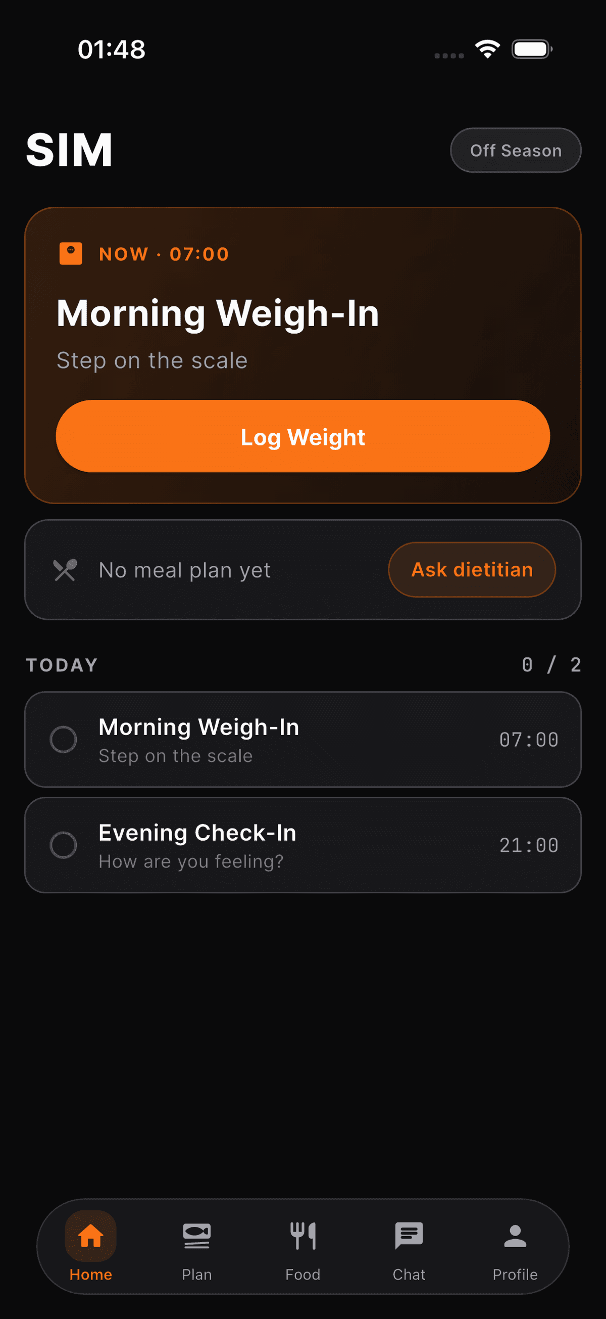 Fighter daily check-in screen